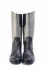 Chanel Silver Black Metallic Boots Leather thumbnail