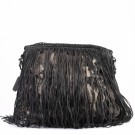 Prada Gaufre Hobo Fringe – Svart nylon med frynser thumbnail